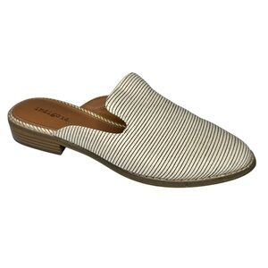 Indigo Rd. Hayze Mule – Size 8.5 – White & Black Striped Canvas